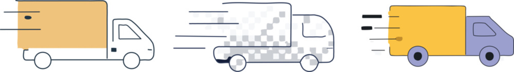 Fast delivery icon with motion lines and truck · Shipping symbol for ecommerce platforms, courier apps and logistics visuals