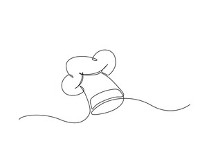 Obraz premium Chef hat outline drawing illustration. one continuous line drawing of cook hat uniform.