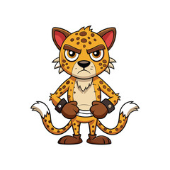  Worried Cheetah Engaged in Cross Stitch Vector Illustration