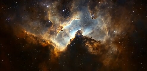 Fototapeta premium Stunning Deep Space Nebula with Glowing Clouds and Stars in Vibrant Cosmic Colors