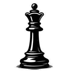 Fototapeta premium Elegant Black and White Queen Chess Piece with Detailed Design on White Background