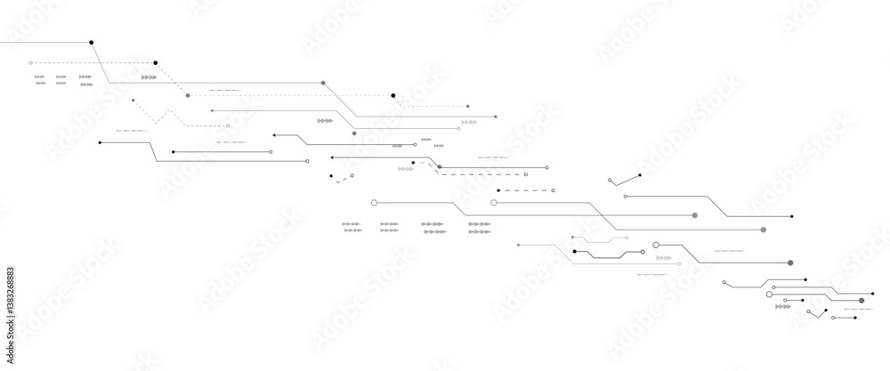 Aufkleber abstract grey circuit line technology pattern on white background, futuristic vector illustration of