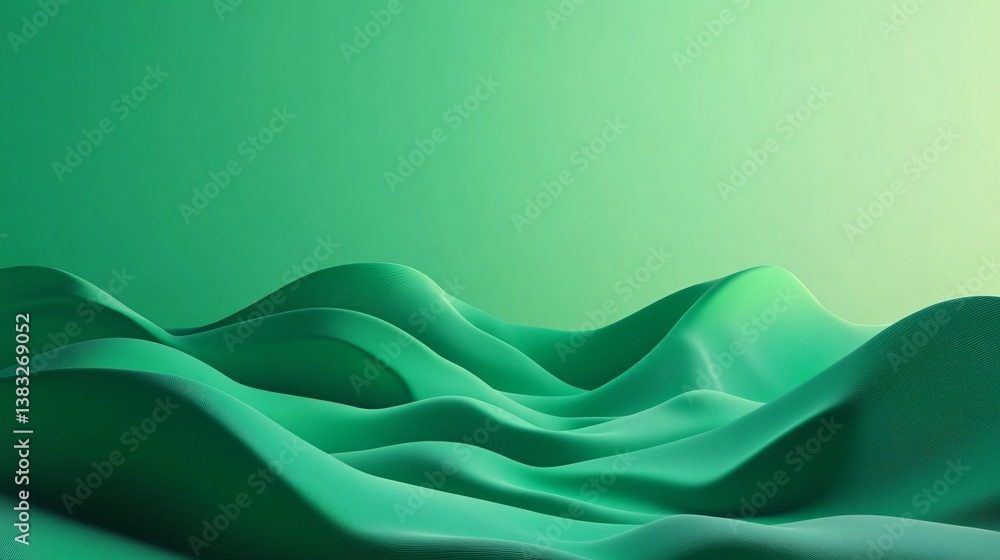 Poster Abstract green fluid shape background is flowing in 3d