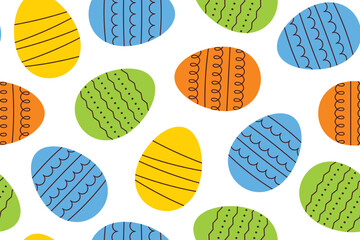 colorful easter eggs seamless pattern; great for wrapping, greeting cards, social media graphics- vector illustration