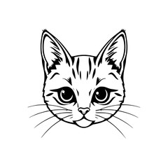 Cat Head Vector Illustration Black and White Graphic Design © A to Z Black & White