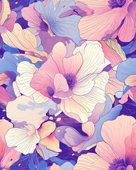 Creative 2D Doodle seamless pattern Floral or flower Illustrations