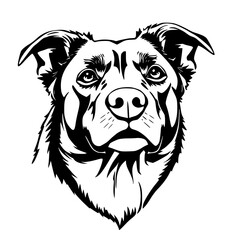 Dog Head Vector Graphic Black and White