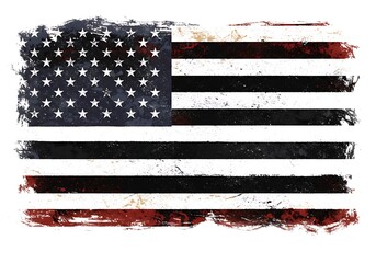 A weathered American flag, its bold stripes and stars bearing witness to time's passage, a powerful symbol of resilience and enduring spirit, rendered in distressed textures.