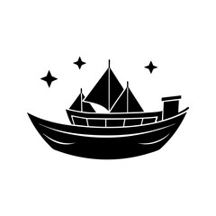 Floating boat set silhouette vector art