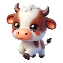 Cute 3d bull isolated on white background