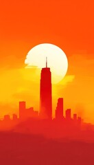 Naklejka premium Cityscape sunset