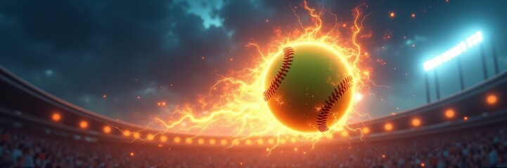 Electrifying Softball Match Under Stadium Lights