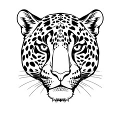 Leopard Head Vector Illustration Black and White