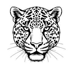Leopard Face Graphic Illustration Black and White