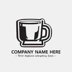 Cup illustration black and white for logo company vector image
