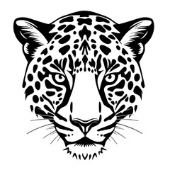 Jaguar Face Graphic Black and White Vector Art