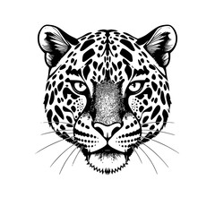 Leopard Head Vector Illustration Black and White