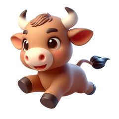 Cute 3d bull isolated on white background