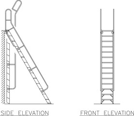 silhouette design vector illustration sketch Ladder and stepladder 