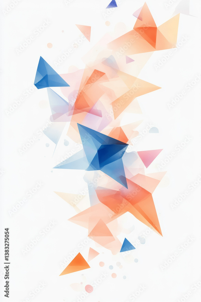 Poster a cheerful birthday banner design with dynamic multicolored triangles forming a border, set against