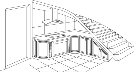 silhouette design vector illustration sketch kitchen set interior classic kitchen vintage ethnic classic