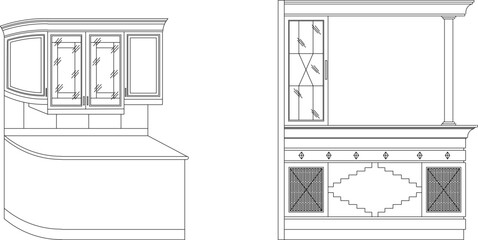 silhouette design vector illustration sketch kitchen set classic kitchen vintage ethnic classic