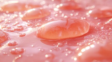 Fototapeta premium Water droplets on a pinkish surface