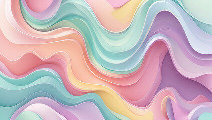 Fototapeta premium Organic fluid shapes wallpaper, pastel tones, layered transparency, dreamy abstract design background