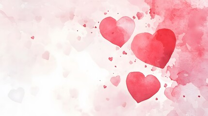 Minimal Valentines blank card mockup with subtle watercolor hearts, delicate typography