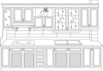 silhouette design vector illustration sketch kitchen set classic kitchen vintage ethnic classic