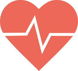 Red heart with ECG line vector · Medical heartbeat symbol for cardiology, health care apps and wellness branding. Heartbeat icon with electrocardiogram line in red · Flat medical symbol