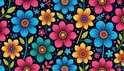 Intricate line art floral design, endless repeat, illustration, flower