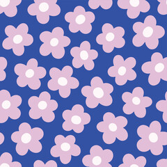 Groovy daisy flowers with seamless patterns
