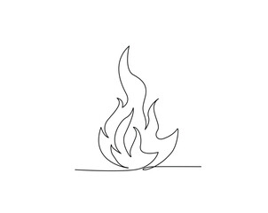 Fire flame outline drawing illustration. one continuous line drawing of hot fire.