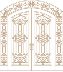 silhouette design vector illustration sketch image of iron fence gate trellis classic vintage minimalist ethnic europe