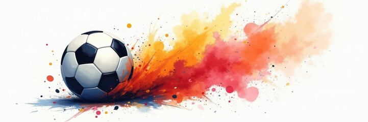 Soccer Ball Bursting with Vibrant Colors Artwork