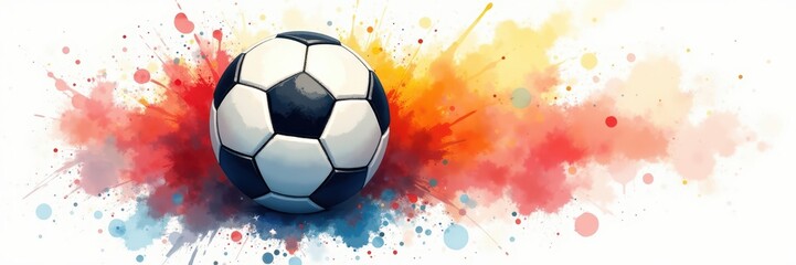 Naklejka premium Soccer Ball Burst of Color and Dynamic Energy