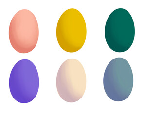Set of Easter Eggs with Color, Plain Eggs Set