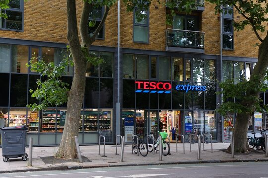 LONDON, UK - JULY 8, 2024: Tesco Express brand supermarket in London UK.