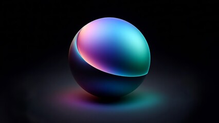 esfera 3d renderizado. colores ne&oacute;n. fondo oscuro