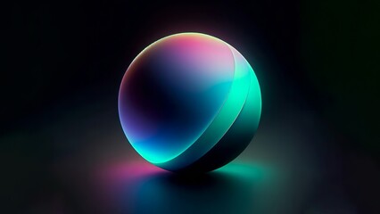 esfera 3d renderizado. colores ne&oacute;n. fondo oscuro