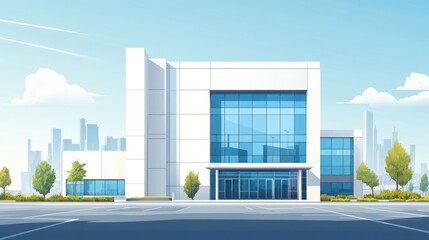 Modern office building, city skyline background (1)