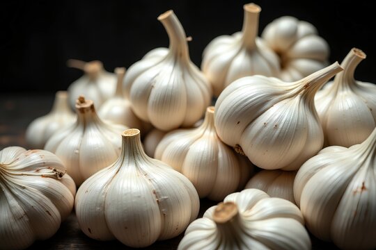 garlic on a wooden table