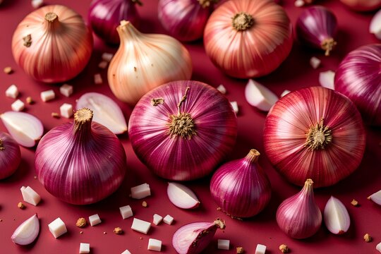red onions and garlic