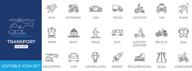 Transport Line Icon Set
