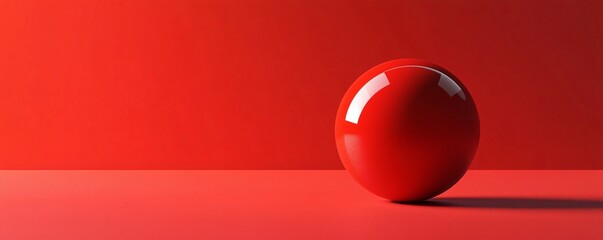 Red sphere casting shadow on red background minimalist still life