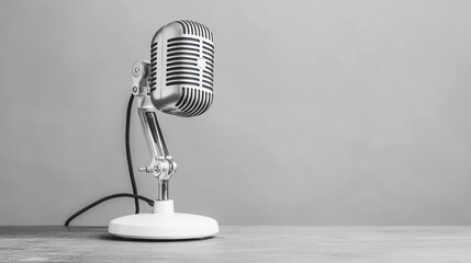 Vintage microphone on a table