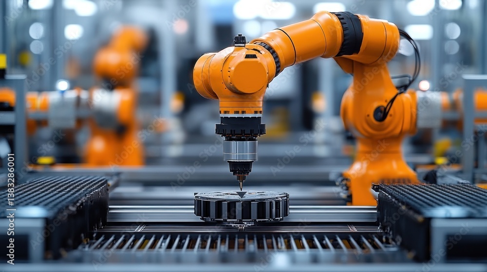 Poster automated drilling process in a modern factory