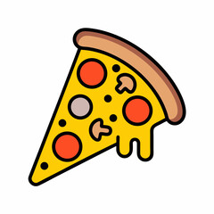 Simple Pizza Slice with Toppings Icon Vector Design.