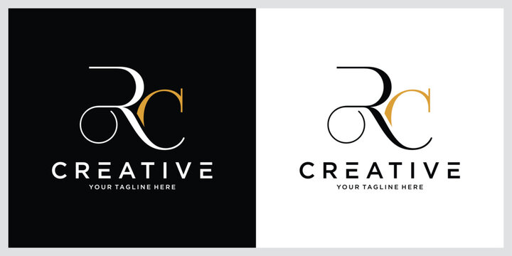 Simple initial RC letter vector logo design